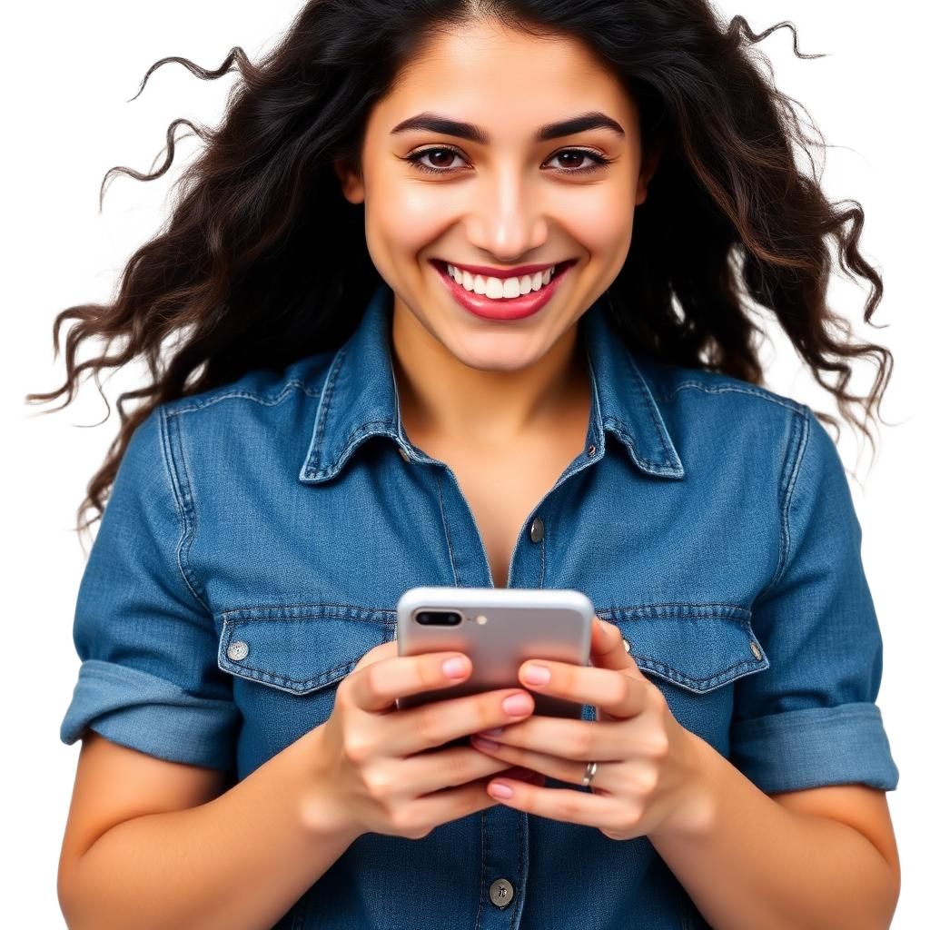 Clienta de CreditoYa sonriendo con su móvil
